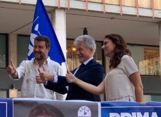 Matteo Salvini e Susanna Ceccardi ad Arezzo per sostenere Alessandro Ghinelli