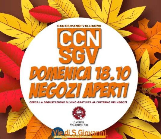 San Giovanni Valdarno, domenica 18 ottobre shopping e degustazioni di vino