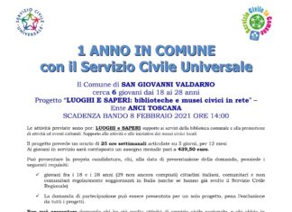 6 posti per il Servizio Civile Anci Toscana a San Giovanni V.no
