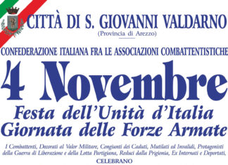 Celebrazioni del 4 novembre, gli appuntamenti a San Giovanni Valdarno
