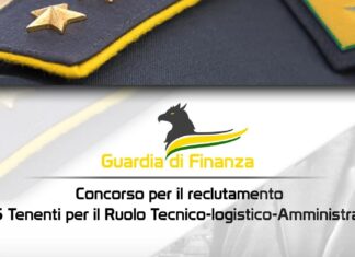 Guardia di Finanza: reclutamento di 15 tenenti per il ruolo tecnico-logistico amministrativo
