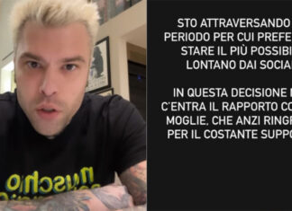 Fedez: “Preferisco stare lontano dai social, ringrazio mia moglie per il costante supporto”