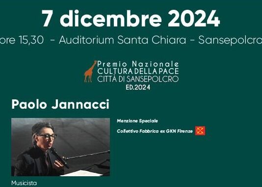 Sabato la cerimonia del Premio Nazionale “Cultura della Pace-Città di Sansepolcro”