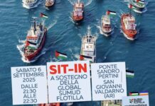 Sit in a sostegno della Global Sumud Flotilla a San Giovanni Valdarno