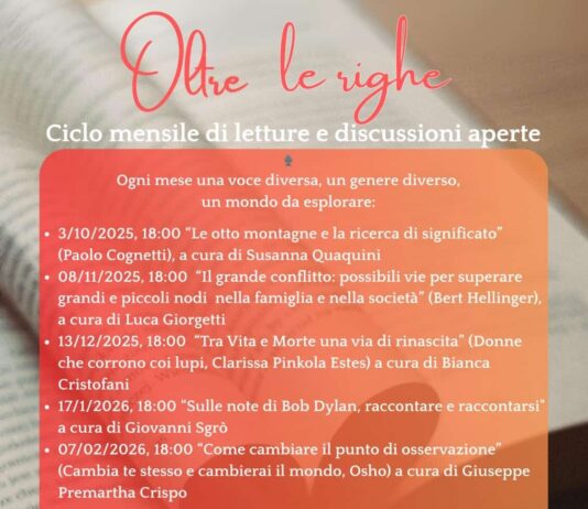 Al via il ciclo di incontri culturali “Oltre le righe” a San Giovanni Valdarno